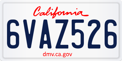 CA license plate 6VAZ526