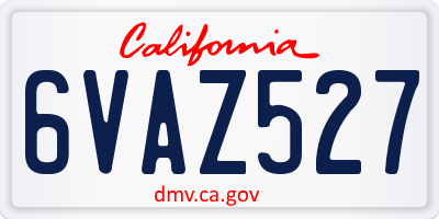 CA license plate 6VAZ527