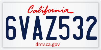 CA license plate 6VAZ532