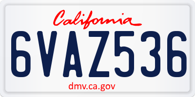 CA license plate 6VAZ536