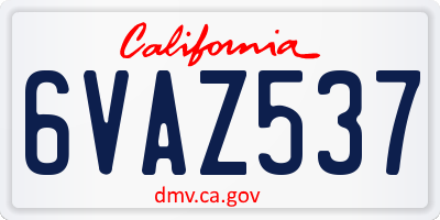 CA license plate 6VAZ537