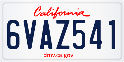 CA license plate 6VAZ541