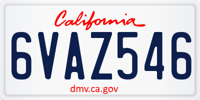 CA license plate 6VAZ546
