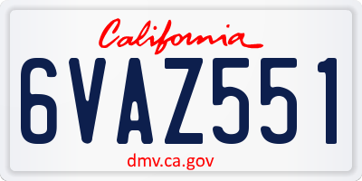 CA license plate 6VAZ551