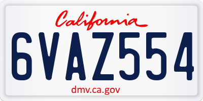 CA license plate 6VAZ554