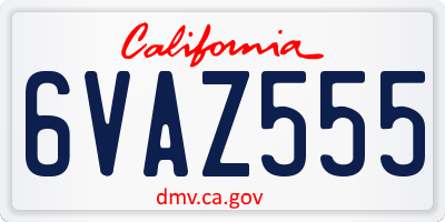 CA license plate 6VAZ555