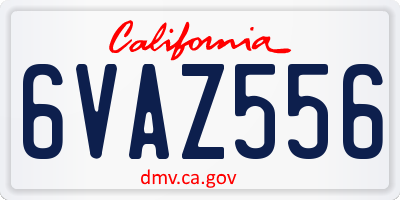 CA license plate 6VAZ556