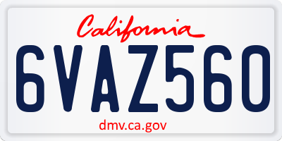 CA license plate 6VAZ560