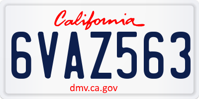 CA license plate 6VAZ563