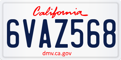 CA license plate 6VAZ568