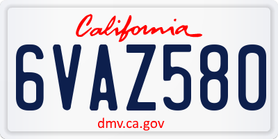 CA license plate 6VAZ580