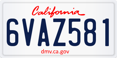 CA license plate 6VAZ581
