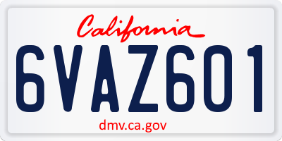 CA license plate 6VAZ601