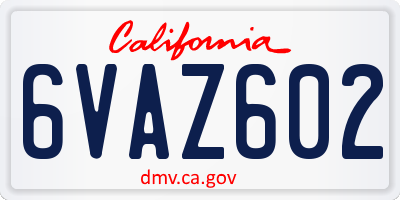 CA license plate 6VAZ602