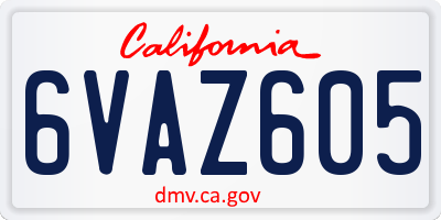 CA license plate 6VAZ605