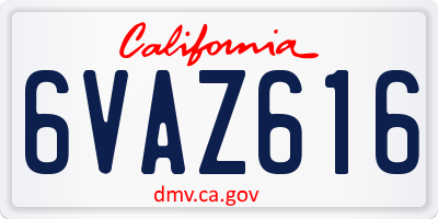 CA license plate 6VAZ616