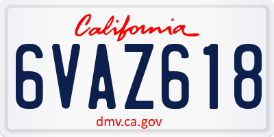 CA license plate 6VAZ618