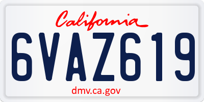 CA license plate 6VAZ619