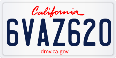 CA license plate 6VAZ620