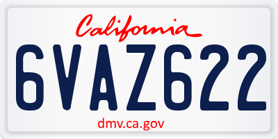 CA license plate 6VAZ622