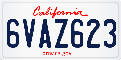 CA license plate 6VAZ623