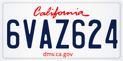 CA license plate 6VAZ624