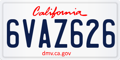 CA license plate 6VAZ626