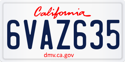 CA license plate 6VAZ635