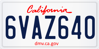 CA license plate 6VAZ640