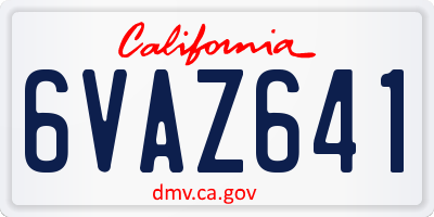 CA license plate 6VAZ641