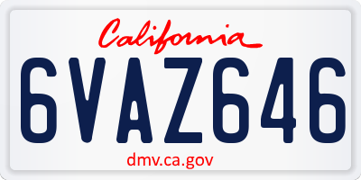 CA license plate 6VAZ646