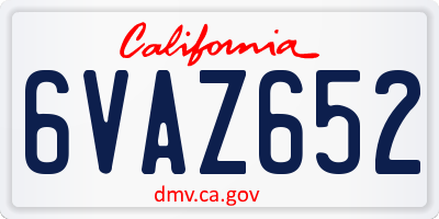 CA license plate 6VAZ652