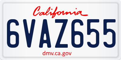 CA license plate 6VAZ655