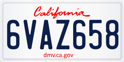CA license plate 6VAZ658