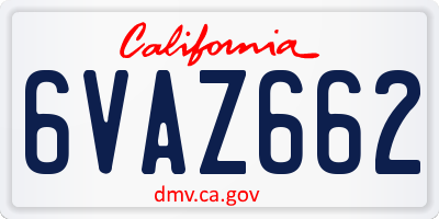 CA license plate 6VAZ662