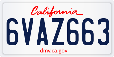 CA license plate 6VAZ663
