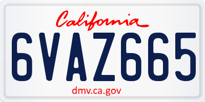 CA license plate 6VAZ665