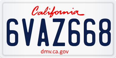CA license plate 6VAZ668