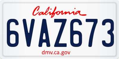 CA license plate 6VAZ673