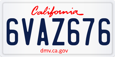CA license plate 6VAZ676