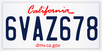 CA license plate 6VAZ678