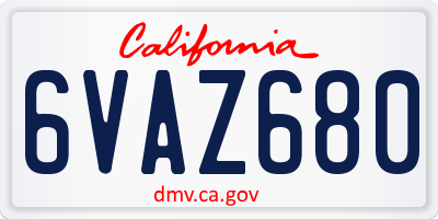 CA license plate 6VAZ680