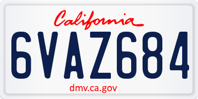 CA license plate 6VAZ684