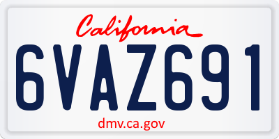 CA license plate 6VAZ691