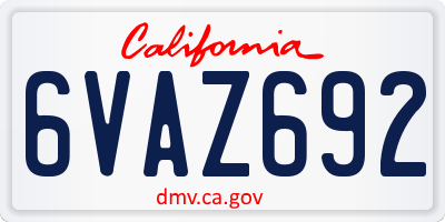 CA license plate 6VAZ692