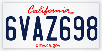 CA license plate 6VAZ698