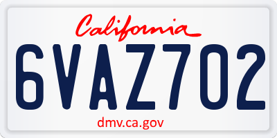 CA license plate 6VAZ702