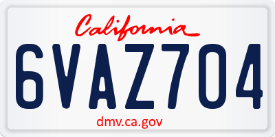 CA license plate 6VAZ704