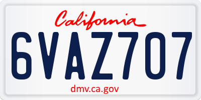 CA license plate 6VAZ707