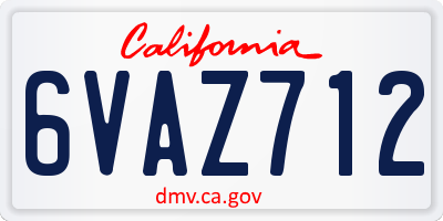 CA license plate 6VAZ712